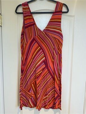 wild fable Multistripe Sleeveless Mini Dress in Pink, Orange and Red.